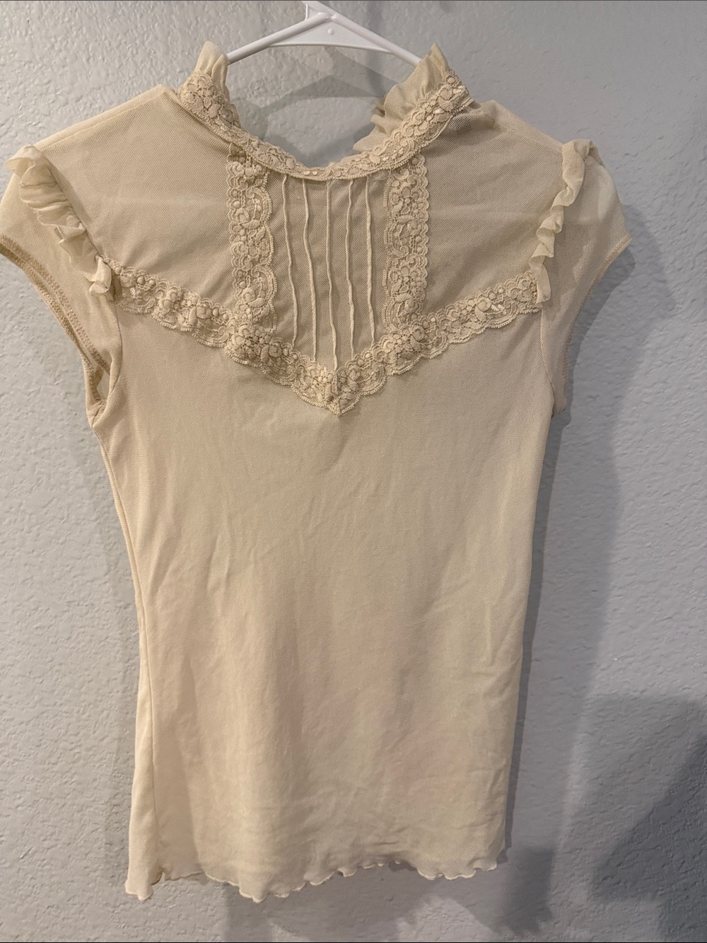 Rampage Y2K Cream Lace Yoke Camisole